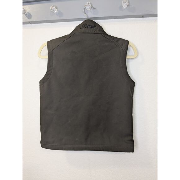Rafter C Cowboy Kid Unisex Size Small Western Rancher Brown Bonded Full Zip Vest - Picture 4 of 7